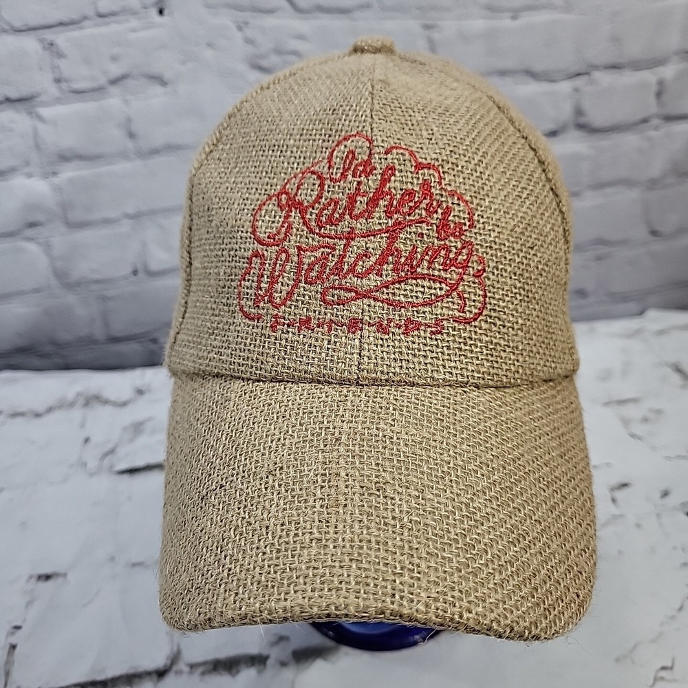 I'd Rather be Watching Friends Straw Hat Adjustable Ball Cap New
